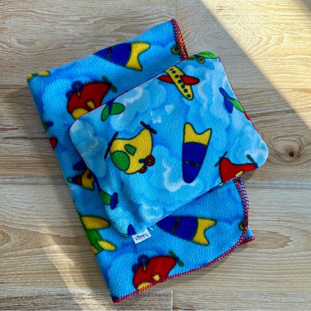 Bucky Kids Colorful Fleece Travel Blanket & Pillow Cover
